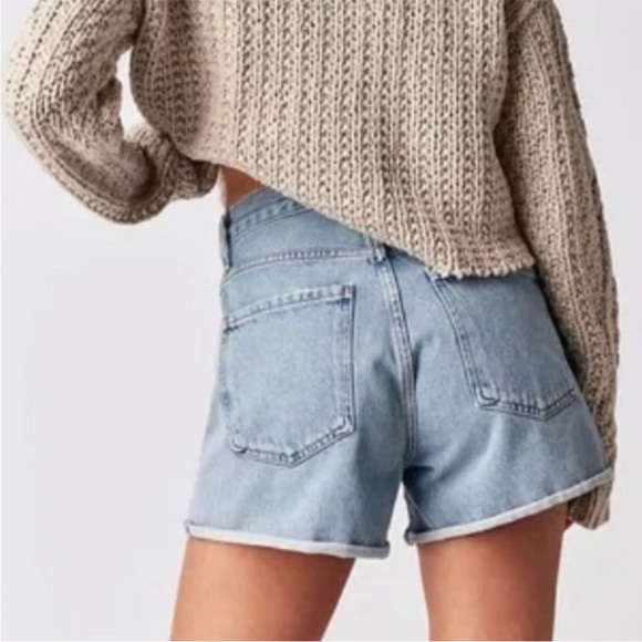 AGOLDE dee high rise rolled hem denim shorts hazard light wash rigid size 30 - Picture 2 of 14